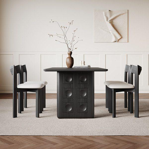 纯黑岩板餐桌家用小户型饭桌轻奢现代简约意式全托长方形实木餐桌,住宅家具,岩板餐桌,淘宝优惠券,粉丝福利购,淘宝优惠卷