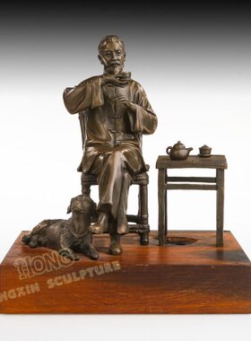 铜雕塑茗茶LE150专业中式工艺礼品酒店别墅客厅家居桌面摆件包邮