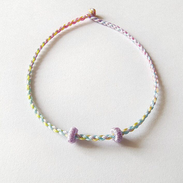 1.6mbm渐变色彩色段染手工编带固定圈可穿珠红绳手链金线脚链脚绳