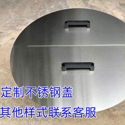 双开加厚大号不锈钢炒锅平鼎大锅盖炒锅平底用老式铁锅缸盖顶盖