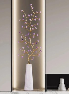 龙年发财树摆件玄关壁龛电t视柜两边落地轻奢高级感装饰品乔迁送