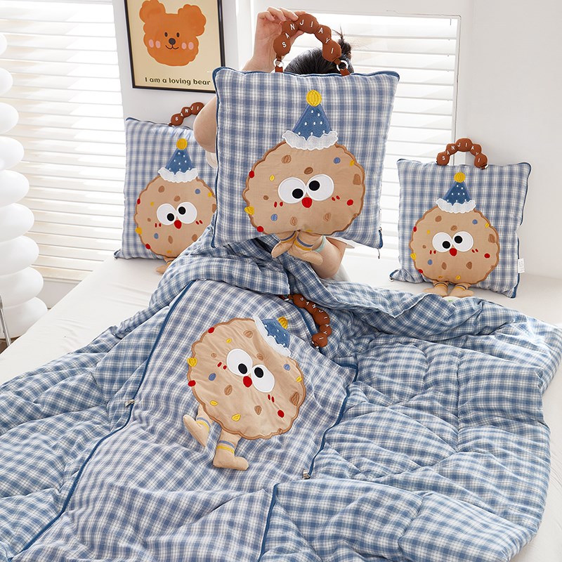 全棉手拎抱枕被子两用办公室午睡学生宿舍二合一汽车Y载靠枕空调