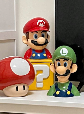 马里奥陶瓷收纳罐问号家居创意摆件D卡通童年回忆客厅储物罐送儿