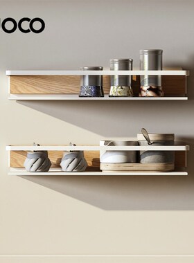 UOCO由可奶油白色厨房置物架壁挂太空铝J收纳架调味料架子免钉挂
