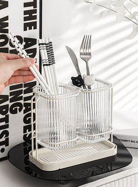 MOMO HOMEm北欧双筒创意筷子筒沥水收纳筷子笼多功能轻奢筷子