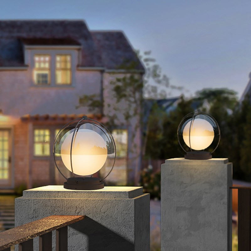 户外太阳能柱头灯别墅庭院大门口花F园景观装饰灯简约围墙柱子灯