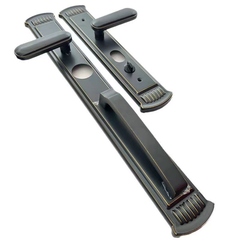 大门锁把手防盗门锁拉o手家用别墅入户门轻奢锁具双开对开门把加