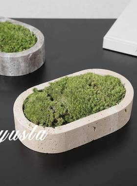 简约大理石仿真盆栽绿植客厅玄关柜样板间办公室书房软装饰品摆件