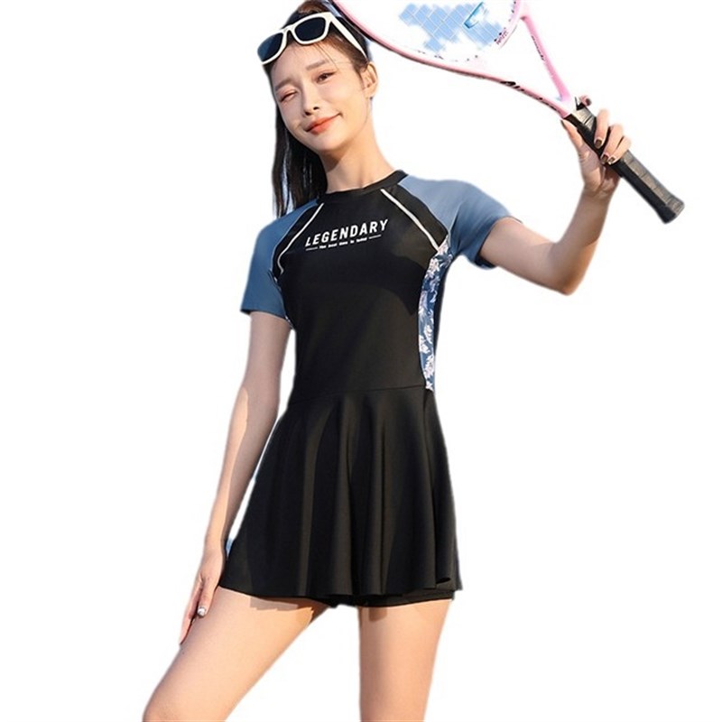 女士专业分体速干泳衣运动风显瘦修身泳装女高档游泳短袖保守泳衣