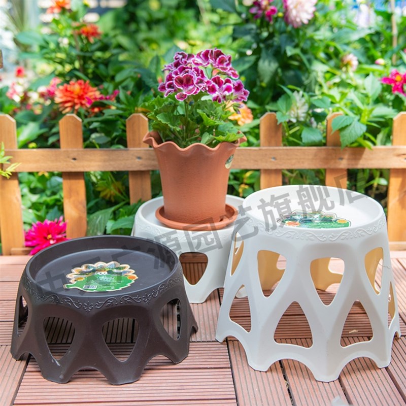镂空树脂塑料圆形花盆花瓶底座托盘花底托件鱼缸茶壶架