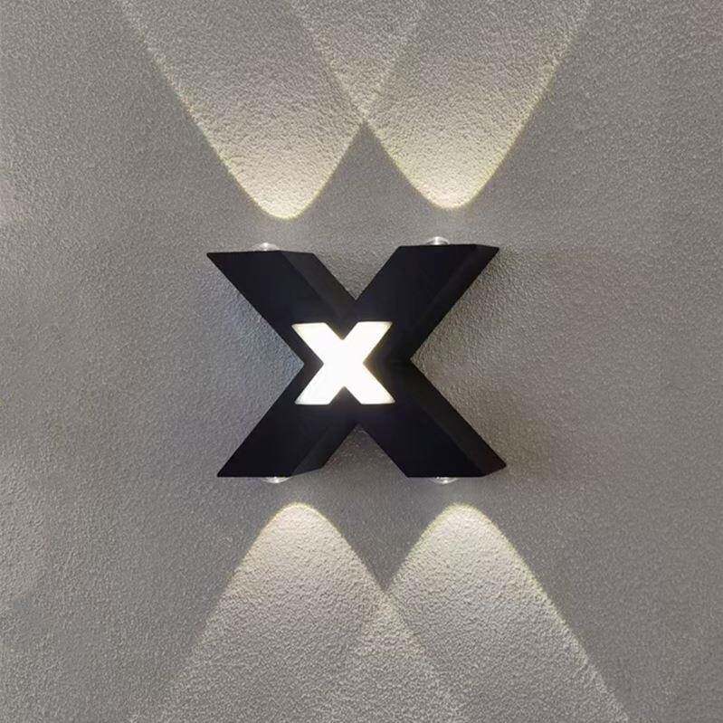 led户外壁灯简约外墙防水创意现代阳台庭院灯室外墙壁灯造型灯X形