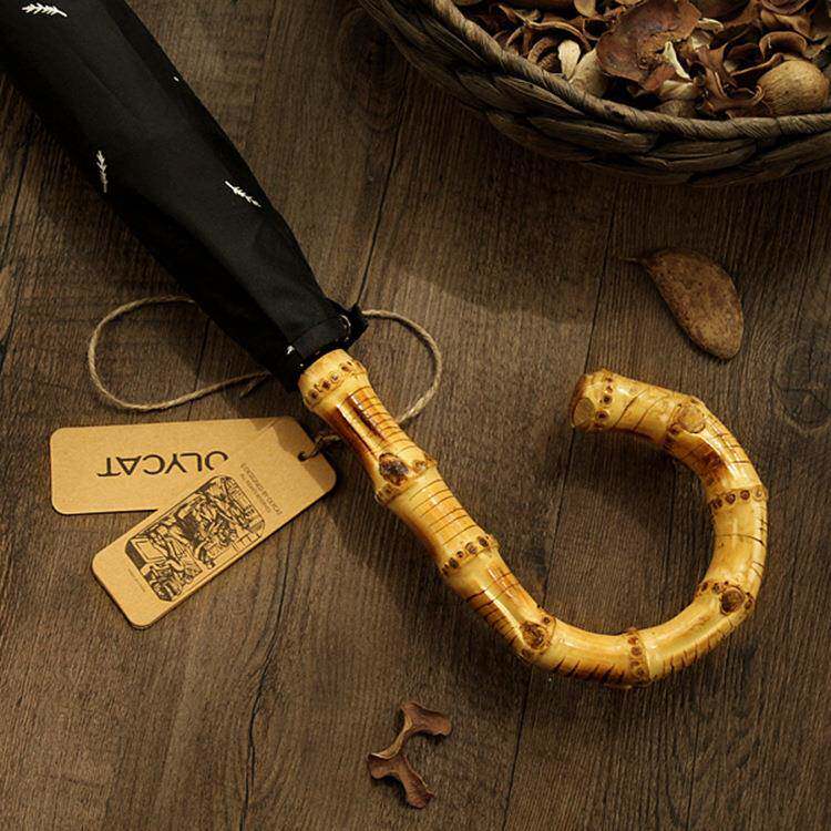 OLYCAT欧力猫复古滕竹弯柄加大长柄伞自动直骨男士商务双人雨伞