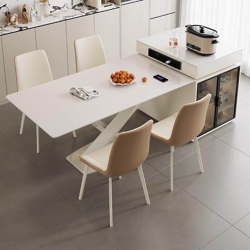 岛台餐桌一体可移动岩板茶桌椅组合现代简约客厅家用办公室泡茶桌