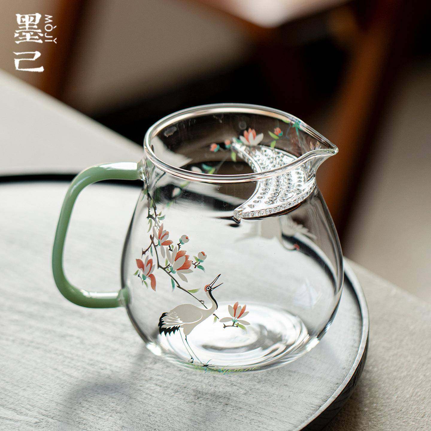 墨己瑞璃鹤栖木焰伴月壶玻璃高颜值绿茶泡茶壶月牙过滤花茶茶壶,标准件/零部件/工业耗材,车间地垫,淘宝优惠券,粉丝福利购,淘宝优惠卷