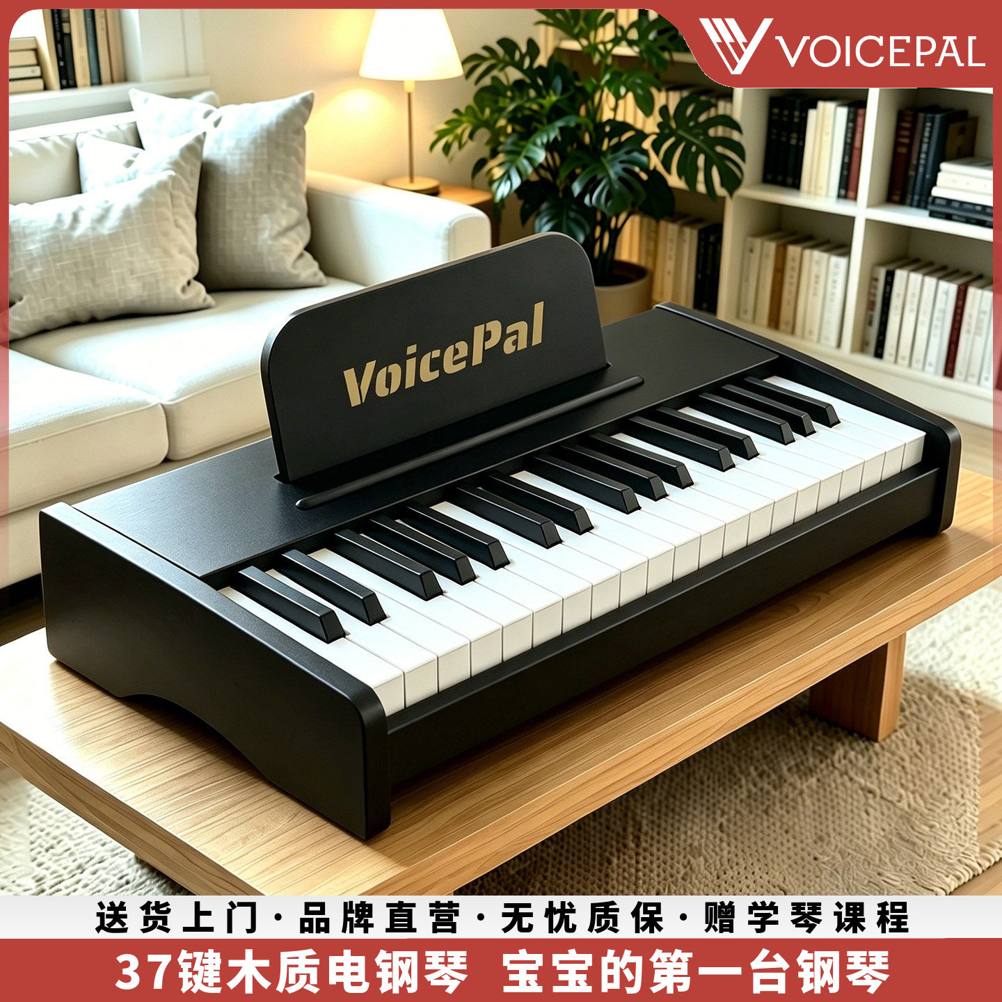 VOICEPAL声派Y27木质37键儿童小钢琴木质电子琴宝宝玩具周岁礼物