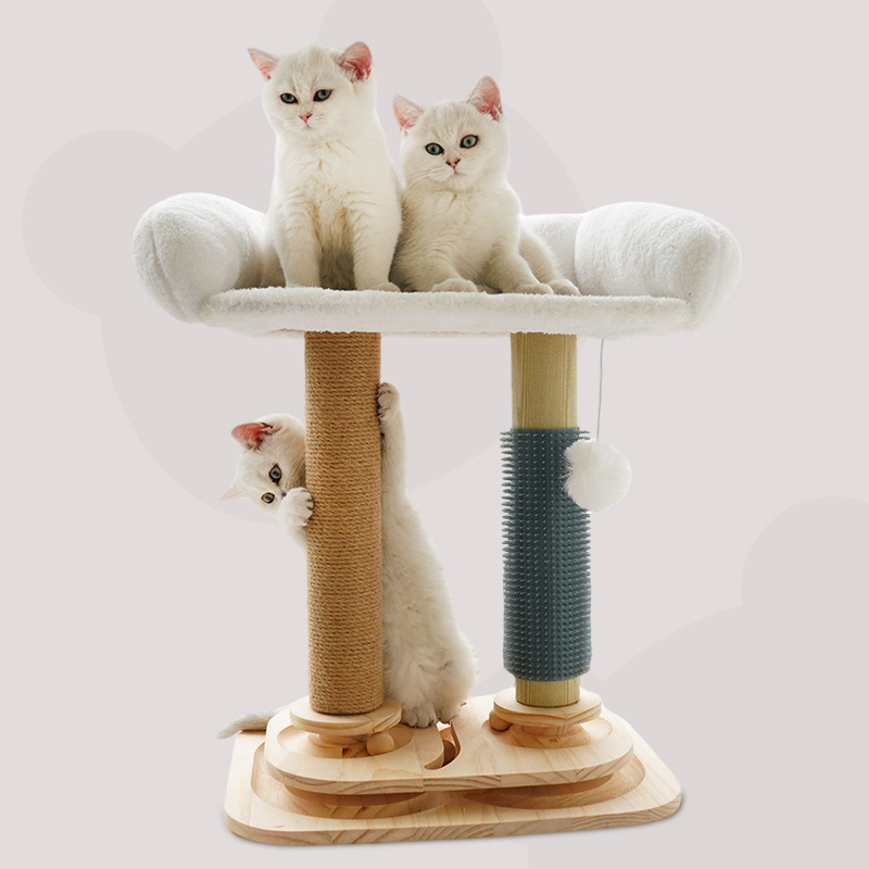 猫抓板耐磨不掉屑剑麻猫咪爪柱小猫逗猫棒玩具实木自嗨猫爬架一体
