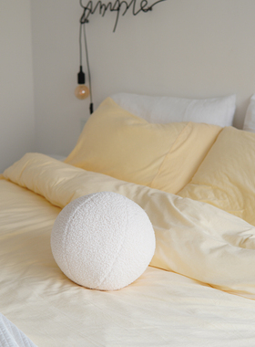 A类淡黄奶油黄浅鹅黄色超柔软裸睡针织K棉四件套天竺棉宿舍四件套