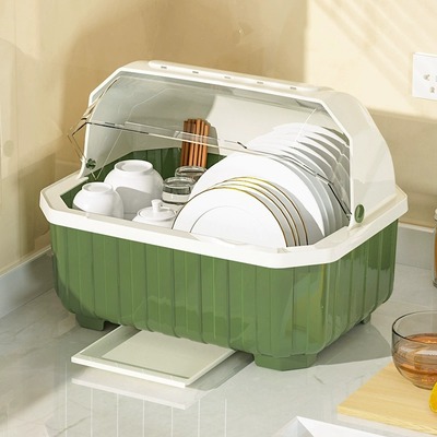 碗碟收纳层架碗筷收纳盒带盖子沥y水碗盘柜家用放碗放餐具筷子厨