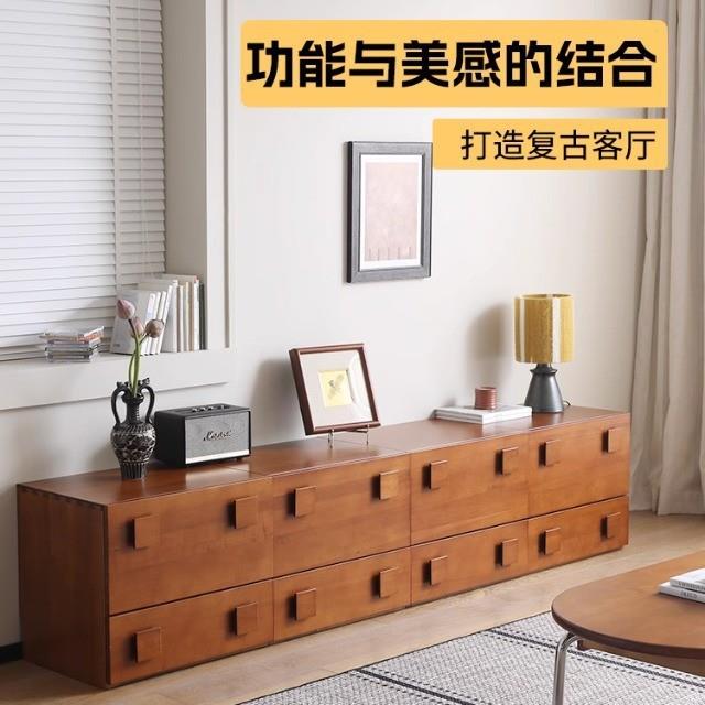 多功能斗柜卡门落地电视柜实木组合柜中古黄杨木