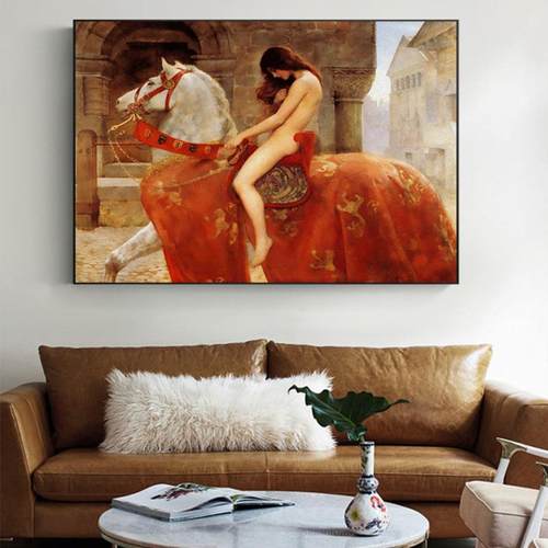 马背上的Godiva夫人艺术油画装饰画现代客厅壁画卧室墙画酒店挂画