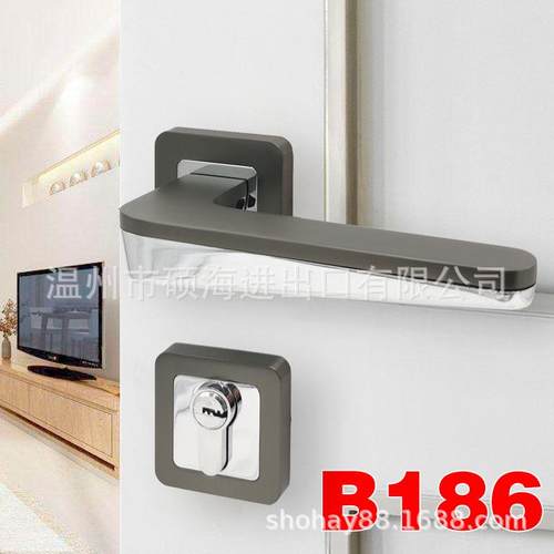 现代简约门锁室内分体锁磁吸静音卧室房门锁灰色实木门把手执手锁