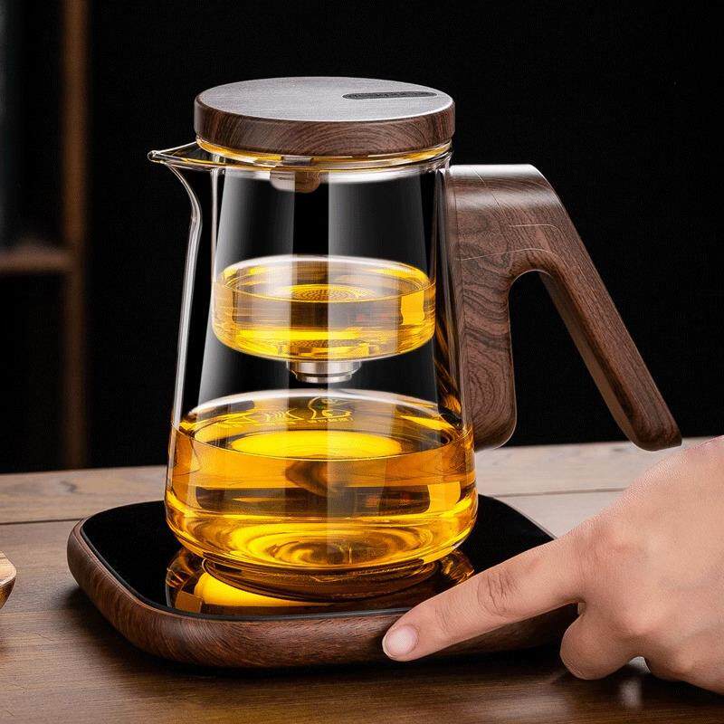 顶壶全玻璃内胆飘逸杯磁吸家用茶水分离泡茶器高档简约办公室茶壶