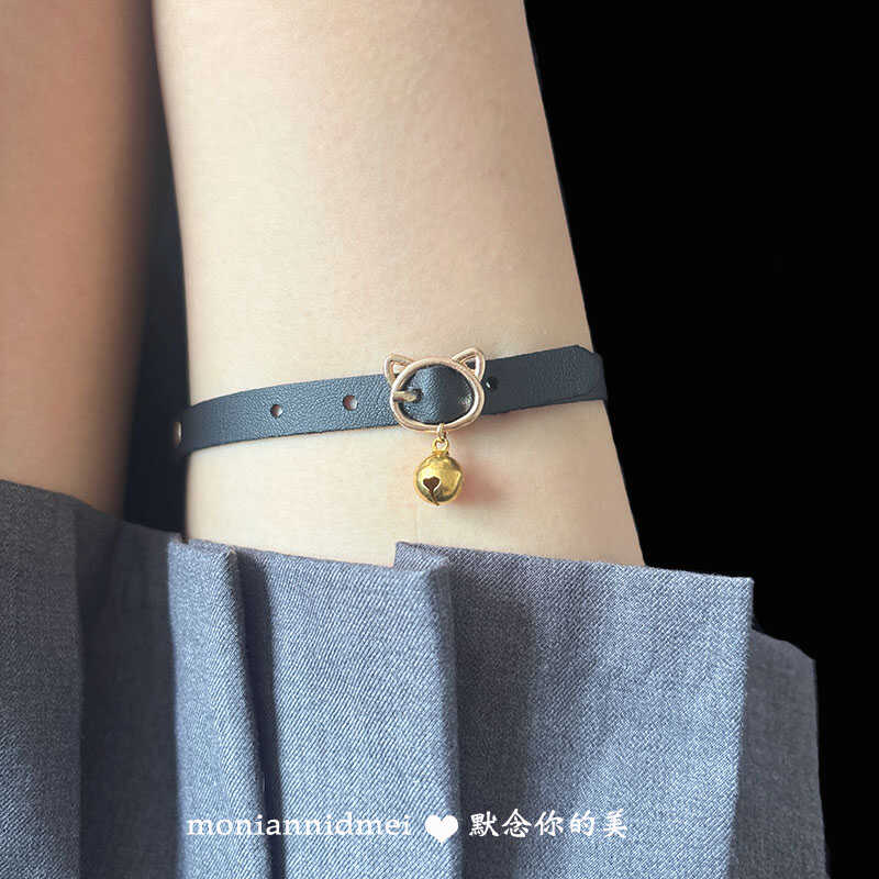原创暗黑皮带猫咪扣少女可爱软妹铃铛腿环腿链辣妹配饰丝袜搭配