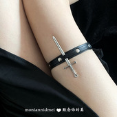 甜酷辣妹超A暗黑朋克JK个性 蹦迪铆钉性感宝剑枪吊坠原宿跳舞腿环