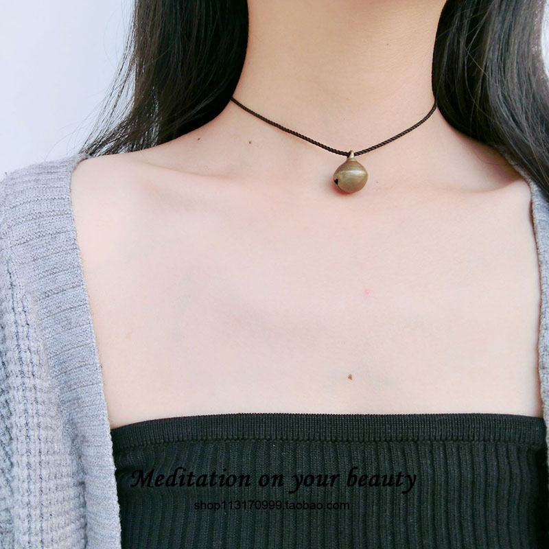 网红快手同款小可爱铃铛复古项链锁骨链项圈女颈带脖子饰品choker