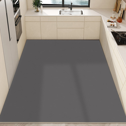 纯色厨房地垫防水防油皮革