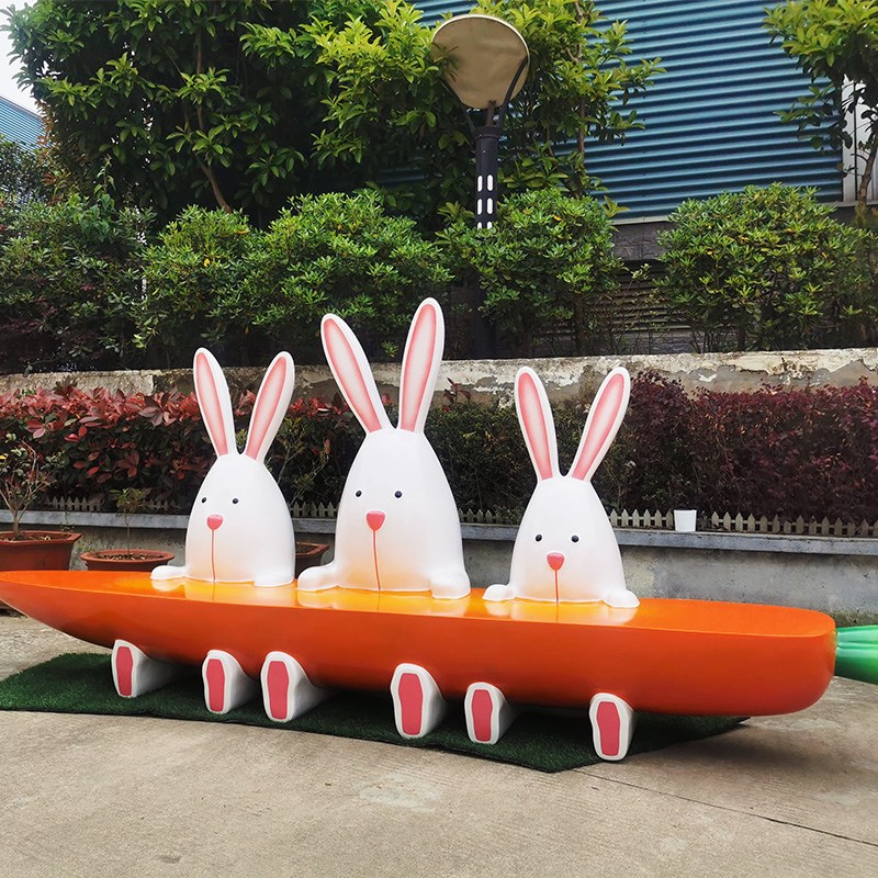 玻璃钢卡通可爱座椅公园商场兔子休闲座凳户N外休息区椅子美陈定