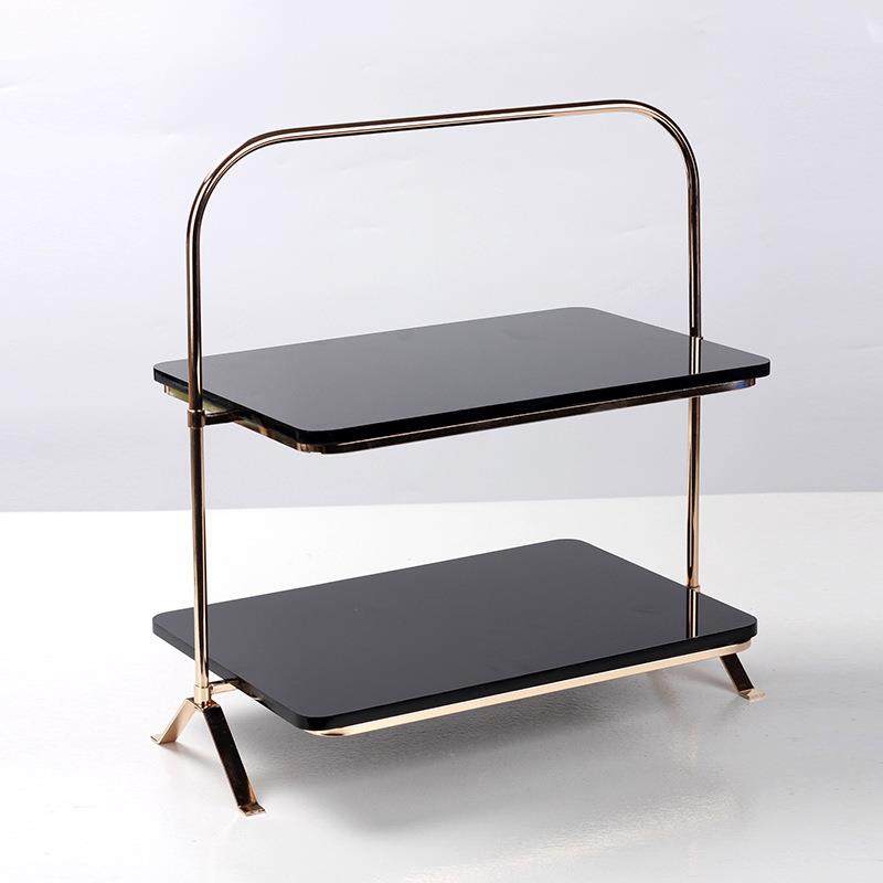 轻奢双层点心糖果蛋糕高端精致托盘样板间卧室餐厅桌面首饰收纳盘