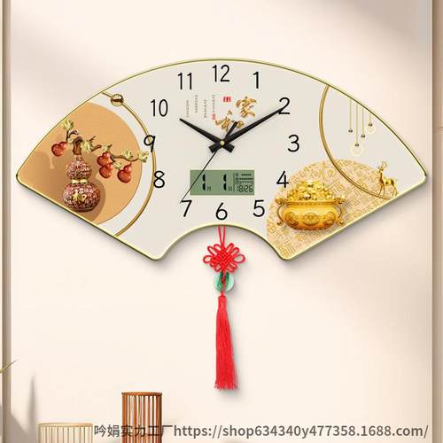 新款家用钟表客厅挂钟装饰画石英钟挂表万年历中国风创意时钟挂墙