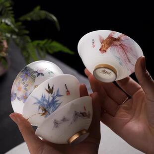 黄旭东大师冰种玉瓷主人杯单杯羊脂玉薄胎茶杯个人高端品茗杯