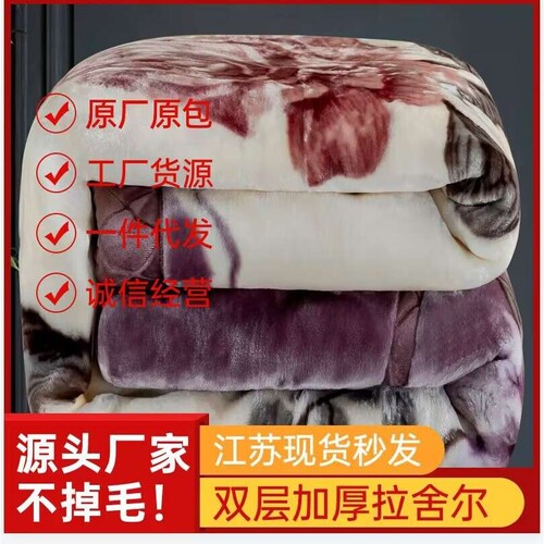 拉舍尔毛毯双层加厚春秋单双人学生宿舍被子珊瑚绒毯子柔软婚庆毯