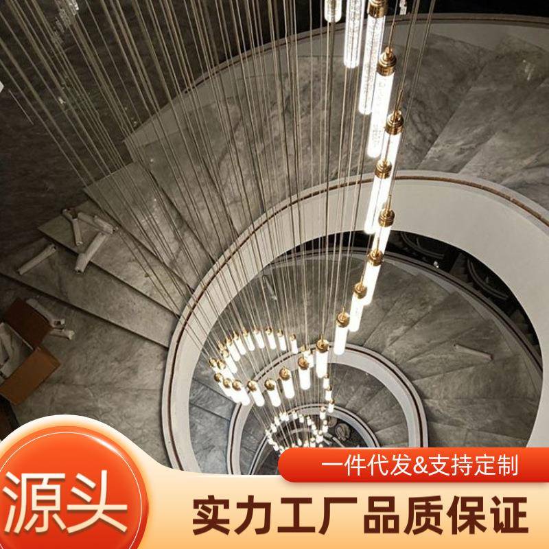 复式楼轻奢楼梯吊灯别墅挑空中空客厅灯现代简约楼梯间水晶长吊灯