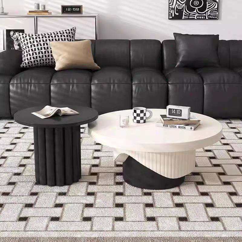 网红黑白茶几简约会客区接待洽谈茶几组合售楼处商务休闲接待茶几