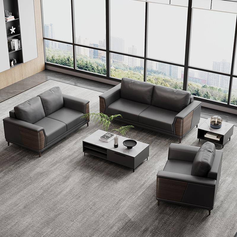 办公室沙发商务简约现代休息区老板会客接待洽谈家具茶几组合套装