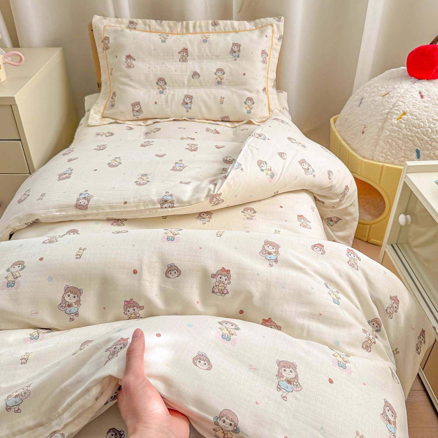 a类双层纱100全棉儿童三件套纯棉小被子幼儿园午睡床垫学生六件套,纺织面料/辅料/配套,纺织机械配件,淘宝优惠券,粉丝福利购,淘宝优惠卷