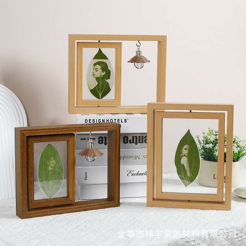 双面叶雕内外旋转相框带灯透明摆台带装饰多功能摆件展示框厂家批