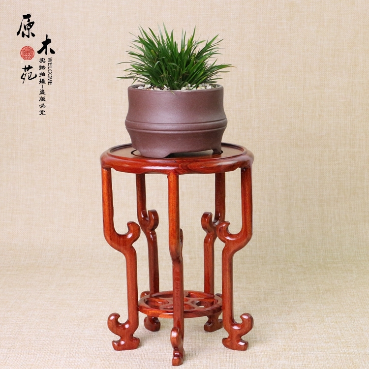 红木工艺品酸枝木盆景瓷器花y瓶底座 红木花器摆件家居装饰底座