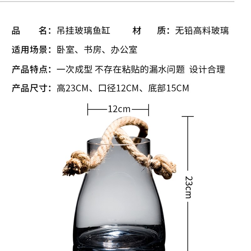 吊挂室外鱼缸客厅小型壁挂金鱼缸玻璃水族箱生态造景装饰创意鱼缸