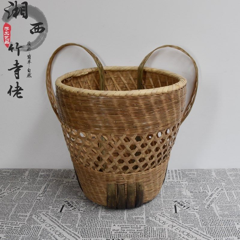 纯手工竹编婴儿复古大背篓背筐后背式背儿童背篓烟熏背篼舞蹈道具