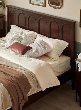 美式复实床法美式木复古主卧双人53603床中古古风卧室平头床大床