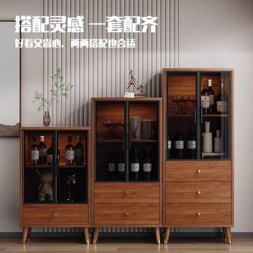 dde新中式客厅欧松板酒柜展示柜书柜一体靠墙门小型户Dt3f7SzE玻