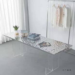 新款 店中岛展示台不锈钢水波纹流水台中间摆放陈列道具饰品桌 服装