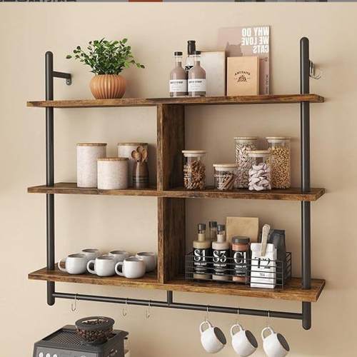 层工业管道架UEC墙壁浮动书3毛巾架储物挂架卧室厨房植物办公杆架