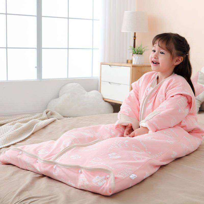 宝宝睡袋秋冬季加厚款儿童纯棉婴儿中大童四季通用春秋脱胆防踢被