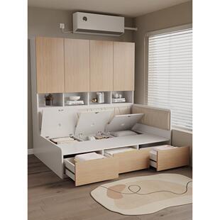 榻榻米床柜一体户小USI柜气压储物儿童床侧实木衣柜组合单型人床