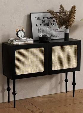 简约藤户编玄关柜轻奢MPR入过道走廊靠收墙边柜柜客厅储物纳窄餐